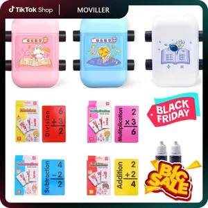 2 PCS Math Roller Stamp with 4 Sets of Flash Cards, Addition, Subtraction, Multiplication, Division Teaching Stamps, 2 in 1 Smart Math Tools, Math Equations