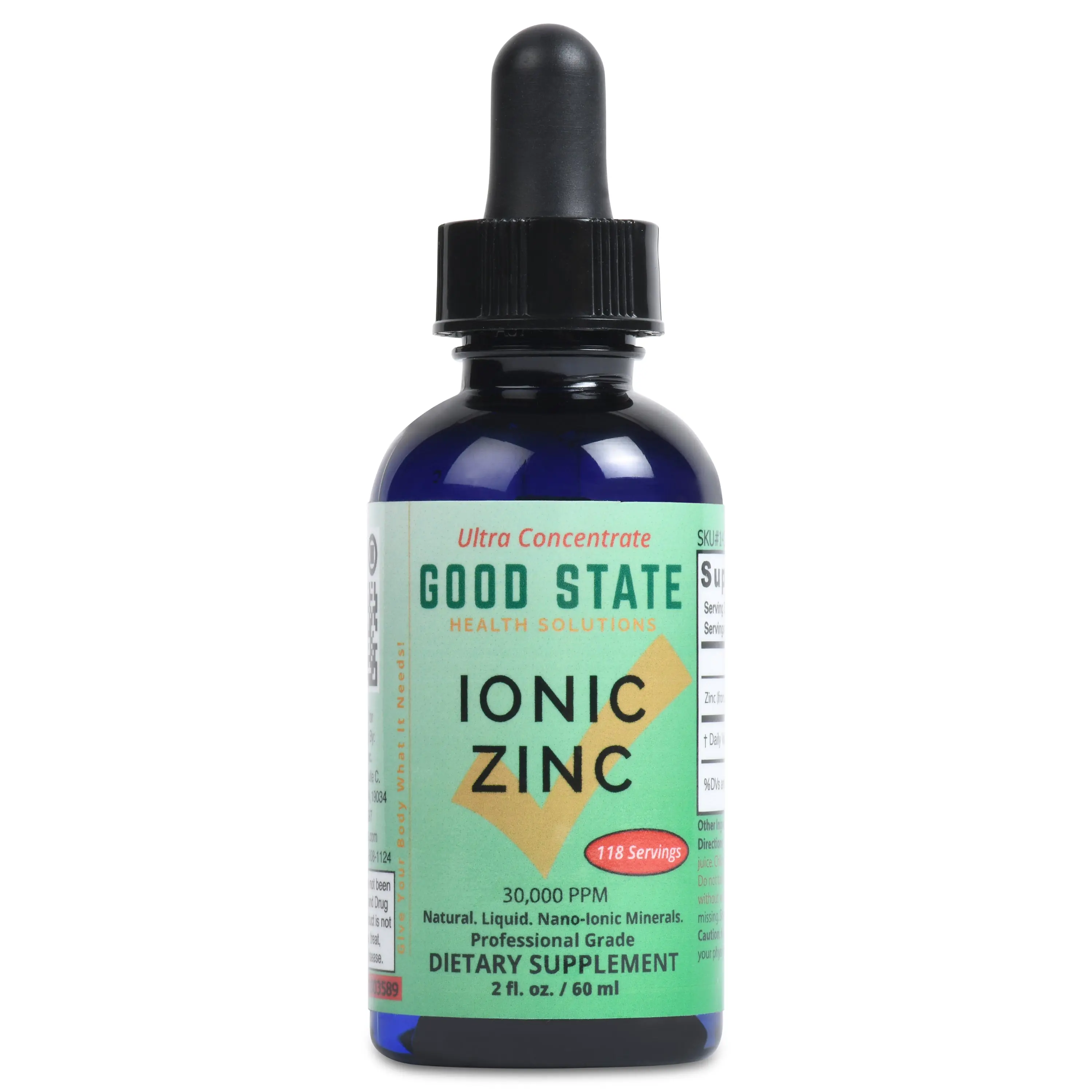 Liquid Ionic Zinc Ultra Concentrate by Good State for Immune Support | No-GMO Pure Dietary Supplement | Vegan and Children Safe | 2 fl oz 118 Servings