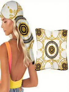 1pc Luxury Gold Medallion Scarf with Baroque Pattern, Soft & Elegant, Perfect for Christmas Parties & New Year's Eve