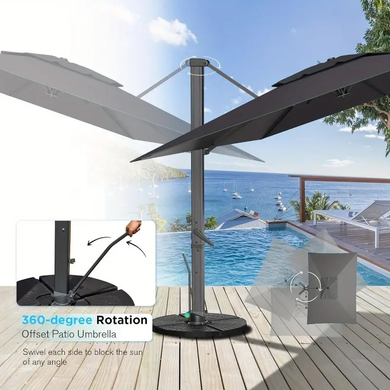 Extra Large 10' X 13' Cantilever Patio Umbrella, 360Rotation, Rectangular Cantilever  Patio Umbrella, Heavy Duty Windproof Off-Set Patio Umbrella, Easy Tilt  Sunshade Waterproof for Deck Pool Patio - TikTok Shop
