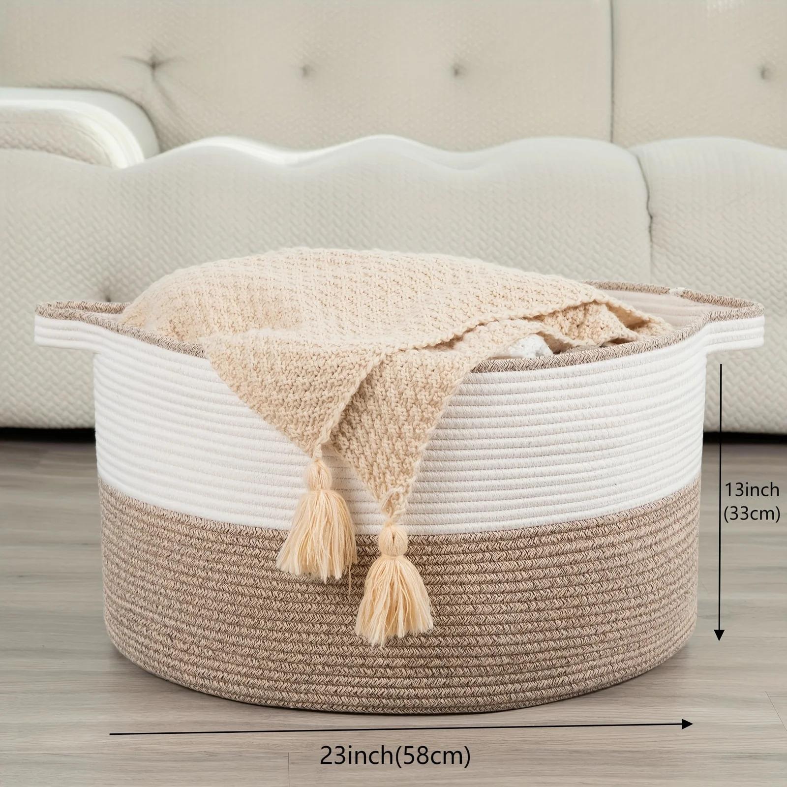 OIAHOMY Extra Large Storage Basket, 23" x 13" Woven Blanket Storage