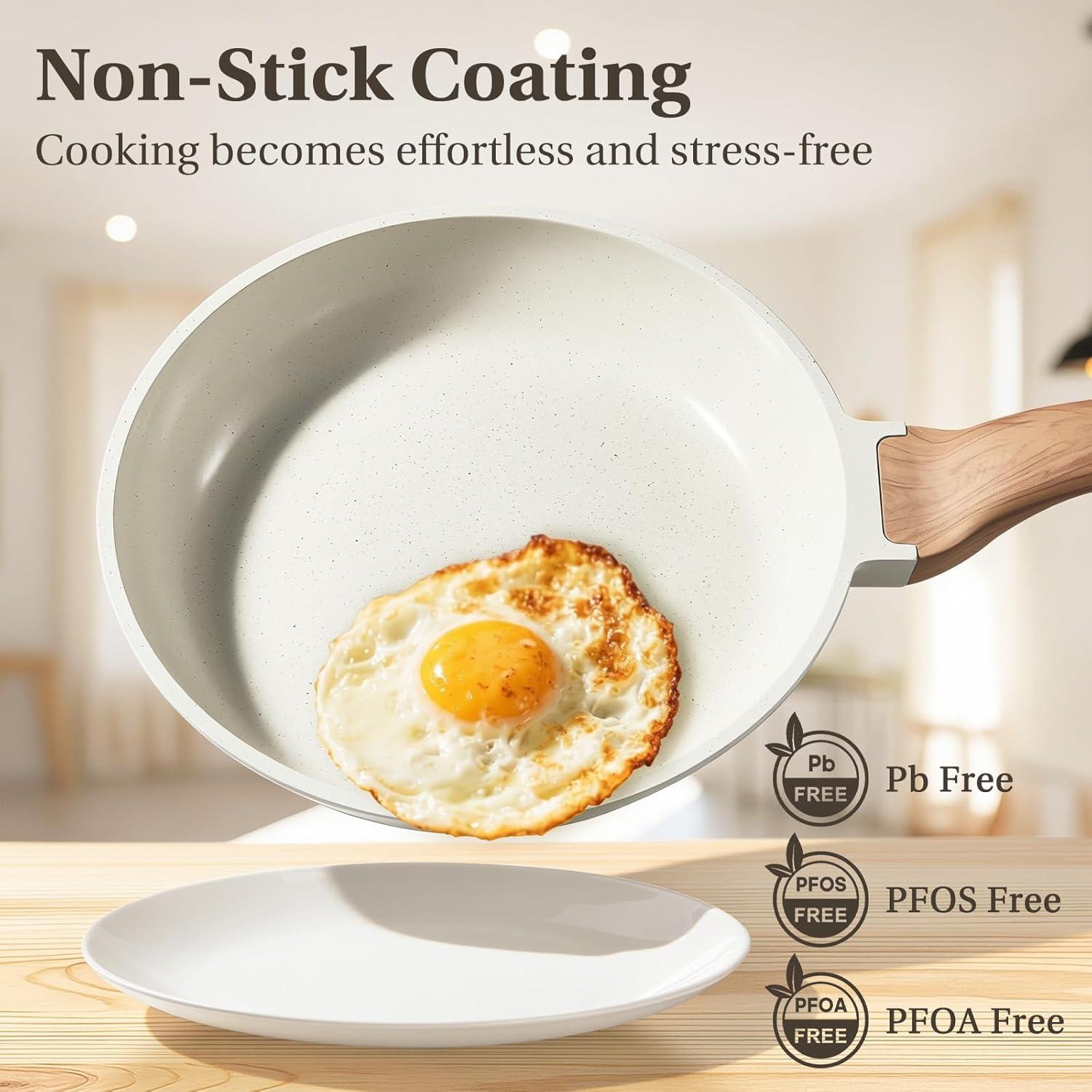 PFOA-Free Nonstick Cookware Set 25-Piece, Die-Cast Aluminum Kitchen Pots and Pans Set with Ceramic Coating, Induction Compatible Cookware Set Includes Frying Pans Saucepans Stockpots Steamer & Utensils