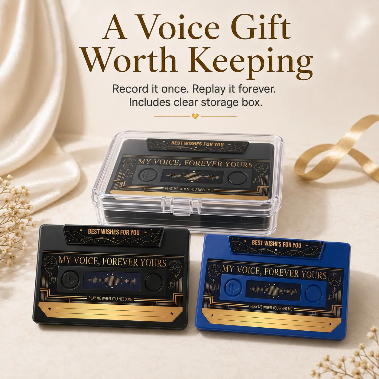 Personalized Voice Greeting Card with Clear Storage Box, My Voice Forever Yours Keepsake Message Card, Father’s Day Gift for Dad, Class of 2026 Graduation Gift