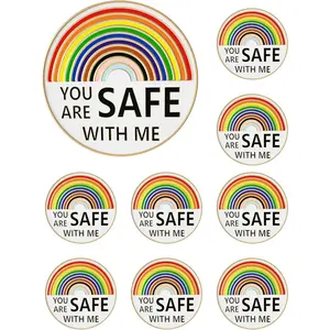 You Are Safe With Me Enamel Lapel Pin Rainbow Pride Brooch Badge for Nurse Doctor Student Shirt Backpack Decorative Accessories Bulk Gift