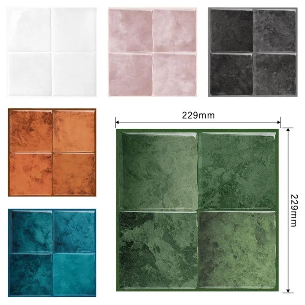Durable 9" x 9" Peel and Stick Backsplash Self-adhesive Waterproof Wallpaper 3D Marble Grain Stick Tile for Kitchen Bathroom