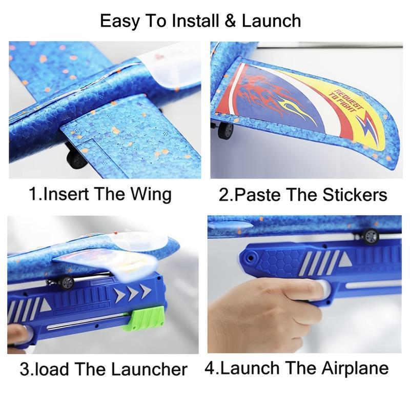 Colorful Durable Foam Airplane Launcher Toy, 1 Set Outdoor Fun Handheld Hand-Throwing Airplane Toy, Outdoor Sports Toy for Kids, Birthday Gift for Boys & Girls
