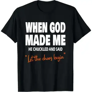 100% Cotton When God Made Me He Chuckled T Shirt, Funny Christian Golf Graphic Tee, Inspirational Faith Apparel, Spiritual Streetwear Top, Perfect Gift for Men and Women