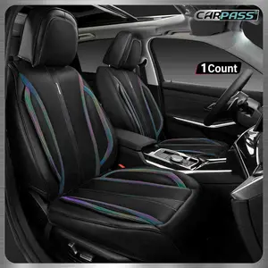 CAR PASS Nappa Leather Seat Covers Front Seats Only, Waterproof Faux Leather Cushions Protector Universal Fit for SUV Truck Vehicle, Chameleon