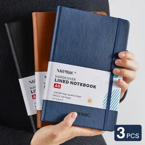 3 Pack College Ruled Notebook Journals With Pens, A5 (5.7"x8.4") Hardcover Lined Journal Notebook For Women/Men Work & Note Taking, With 100GSM Premium Paper, Inner Pocket, School Office Supplies