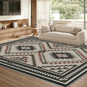 Soft Washable Patterned Boho Area Rug, Non-Slip Backing, Perfect for Living Room and Bedroom, Elegant Large Carpet for Home Office and Indoor Decor, Boho Rugs