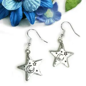 Bright Stars And Moon Dangle Earrings