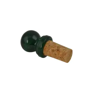 Alabaster Stone Wine Bottle Stopper Hand Carved in Green Marble