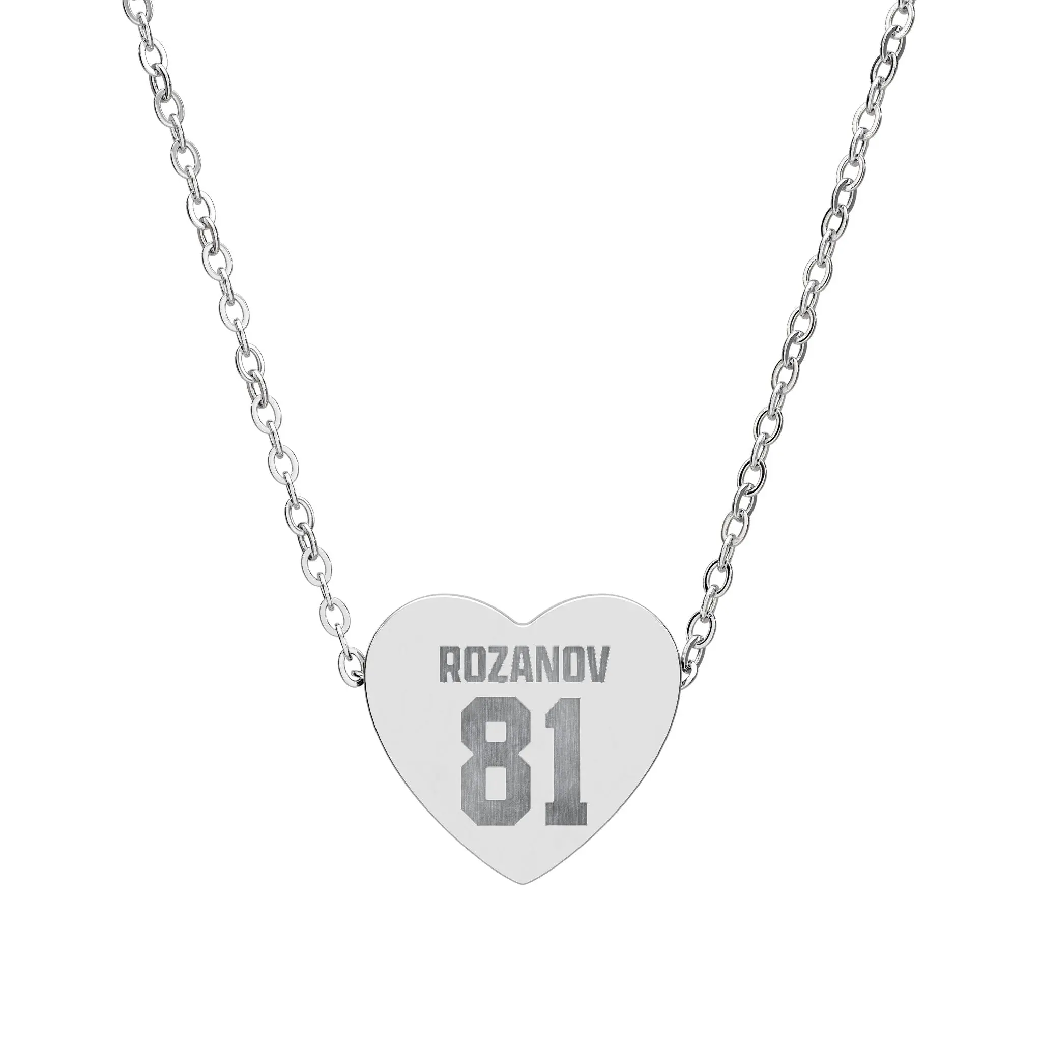 Heated Rivalry Engraved Heart Necklace — '81 ROZANOV'