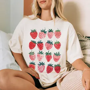 Cute Strawberry Shirt, Comfort Color Strawberry Shirts, Cottagecore Berries Tshirt, Strawberry Botanical Shirt, Strawberry Aesthetic Shirt