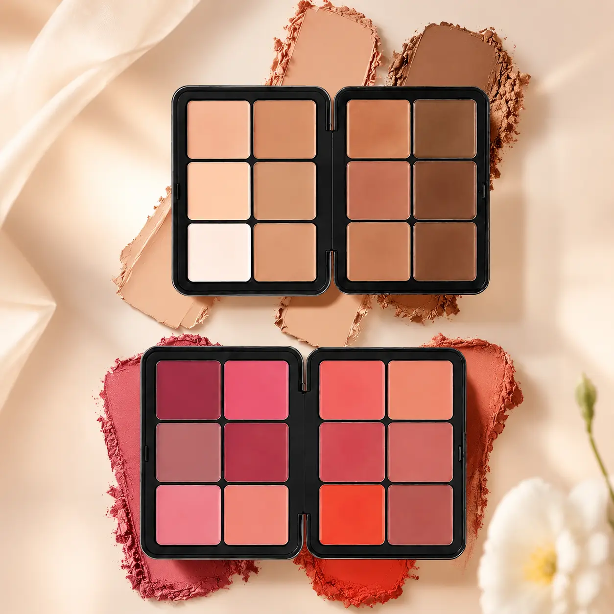 Women's 12-Color Cream Concealer & 12-Color Soft Mist Blush Multi-Pack Makeup Palette Set, Flawless Coverage, Lightweight Natural Look, Long-Lasting for Daily Use, Cosmetics, Cosmetics Products, Beauty Cosmetics