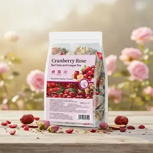 Cranberry Rose Red Date Longan Tea for Daily Glow & Wellness - 15 Sachets for Office Travel & Self-Care - All-Natural Blend for Nourishing Blood & Brightening Skin