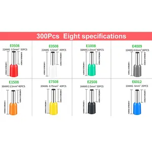 300pcs Wire Crimp Terminal Set, Copper Tube PVC Flame Retardant Insulated Connectors, Includes Hsc8 6-4a Alloy Steel Crimper, 0.25-10mm² Crimping Tool