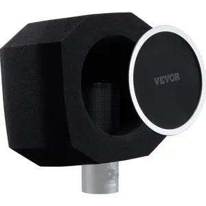 VEVOR Microphone Isolation Ball, High-Density Acoustic Foam, Windscreen Isolation Shield with Dual-Layered Pop Filter, for φ1.57 to 2.36 in Microphones Vocal Isolation Booth Noise Reflection Reduction Audio Smartphone