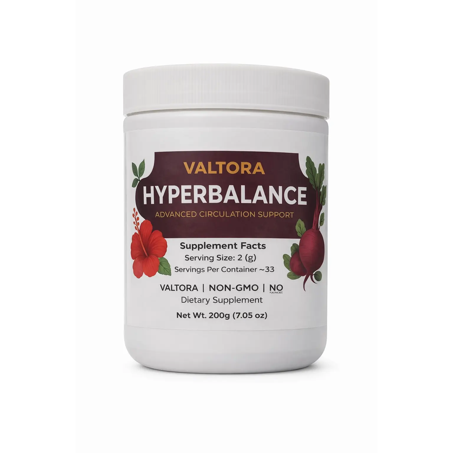 Valtora HyperBalance Advanced Plant-Based Herbal Dietary Supplement Powder - Dairy-Free, Circulation Support, Blood Pressure Support, Metabolism & Natural Wellness Boost, Plant-Based Vitamins Supplements, Zero-Sugar Vitamins Supplements