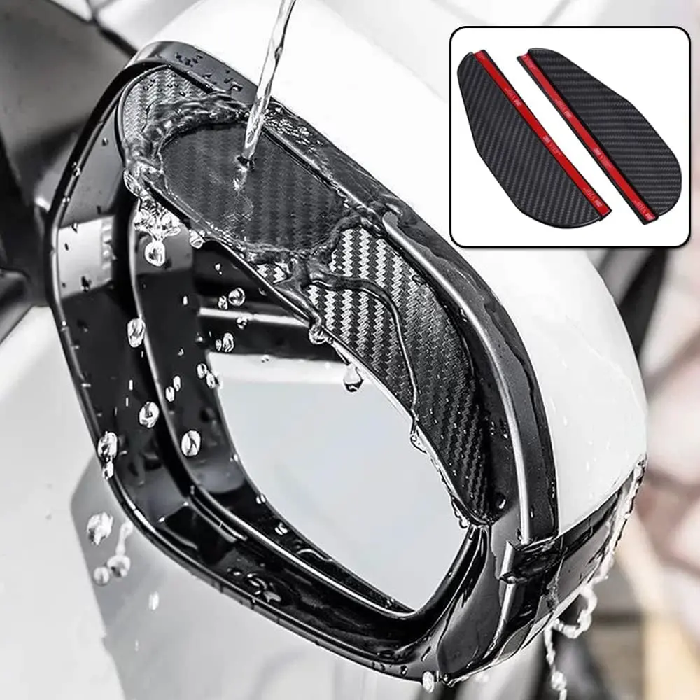 Car Rearview Rain Eyebrow Shield Carbon Fiber Mirror Visor Guard for Truck SUV 2Pack Universal Fit 18-21cm Width Car Accessories Compact Size 7.16 x 2.28 inches