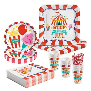 Carnival Party Disposable Tableware Kit for 24 Guests, 128 Pcs