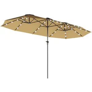 Patio Umbrella 13.1 X 7.2 Foot Cantilever Style Umbrella For Outdoor Dining Set Crank Lift System Long Storage Strap Top Vents For Air