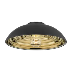 Eclipse Large Ceiling Light - Brass Plated Glass Interior with Soft Black Exterior