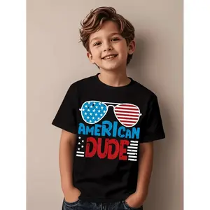 4Th of July Patriotic T-Shirt Red White And Blue Star-Spangled Rascal Design, 100% Soft Breathable Fabric Suitable for 4Th of July Parades, Picnics, Bbqs, Summer Outfits - Machine Washable Youth Casual Wear