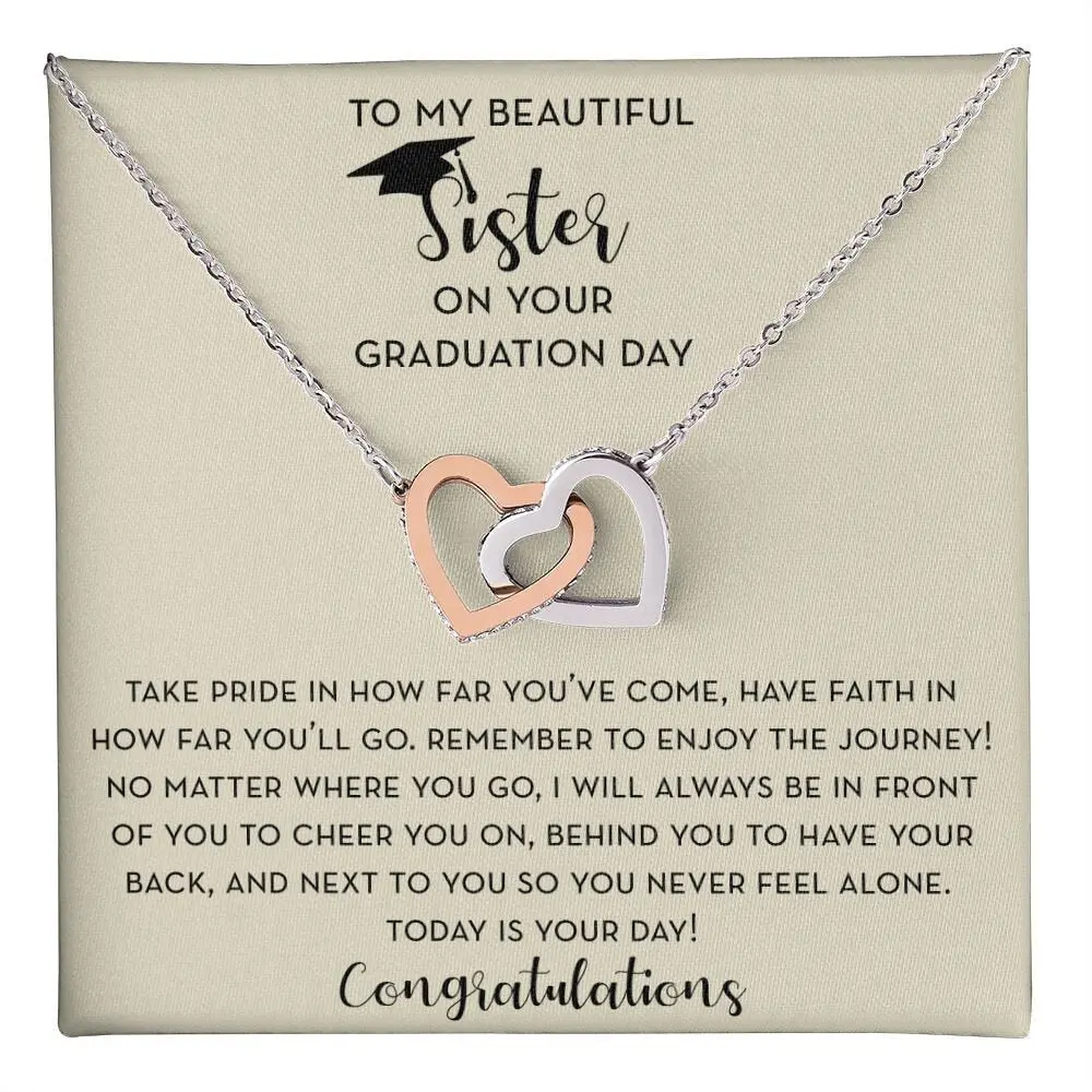 Sister Graduation Necklace Gift, Gift Necklace for Sister Graduation, Fashion Women Heart Necklace Gift, Graduation Necklace Gift for Her, Graduation Day Necklace for Girl