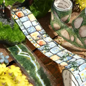 200cm Roll Stone Path Landscape Pet Tape, Handmade Scrapbook DIY Material, Phone Case Water Cup Decoration Stickers, Decorative Stickers