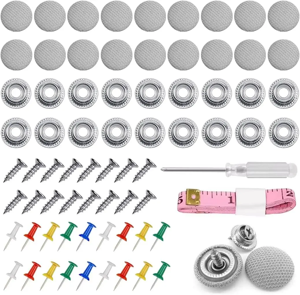 60PCS Car Roof Headliner Repair Kit, Vehicle Roof Snap Rivets Retainer with Installation Tool, Automotive Repair Buckle for Interior Ceiling Cloth Fixing, Universal for Most Cars