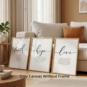 3Pcs/Set Unframed Faith Hope Love Bible Verse Canvas Poster, Scripture Wall Art, Christian Decor, Jeremiah 29:11, Home Decor, Artwork Wall Painting For Gift, Wall Decor For Bedroom, Living Room, Dining Room, Corridor, Unframed Art Print