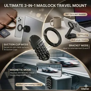 3-in-1 MagLock Suction Phone Mount - 360° Foldable Magnetic Holder for Shower, Mirror & Glass