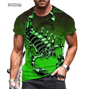 6XL Plus Size Men'S Clothing Scorpion Pattern T-Shirts Summer Short Sleeve 3D Print Street Hip Hop Tie-Dye Male Tops Tees