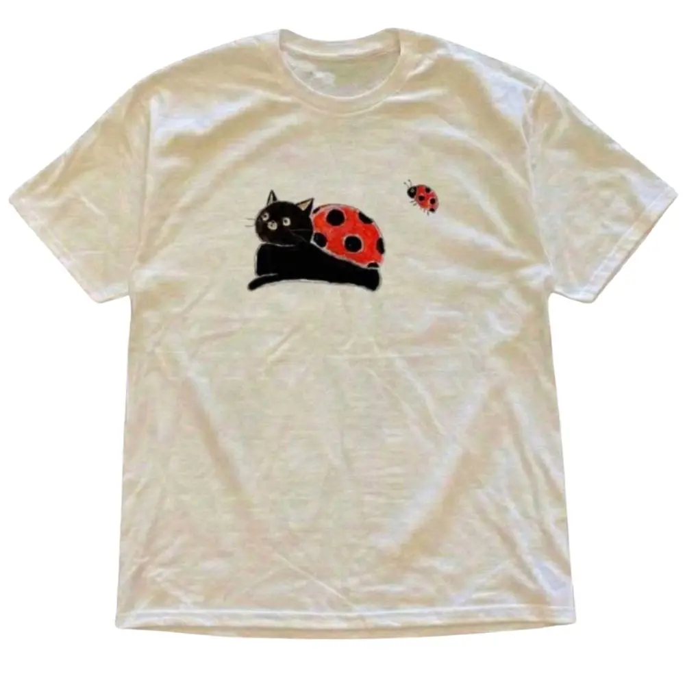 The Vintage Cute Cat Ladybug Shirt, Vintage Funny Cat Shirt, Gift For Woman, Gift For Men, Womenswear Top Underwear Streetwear, Trending Shirt