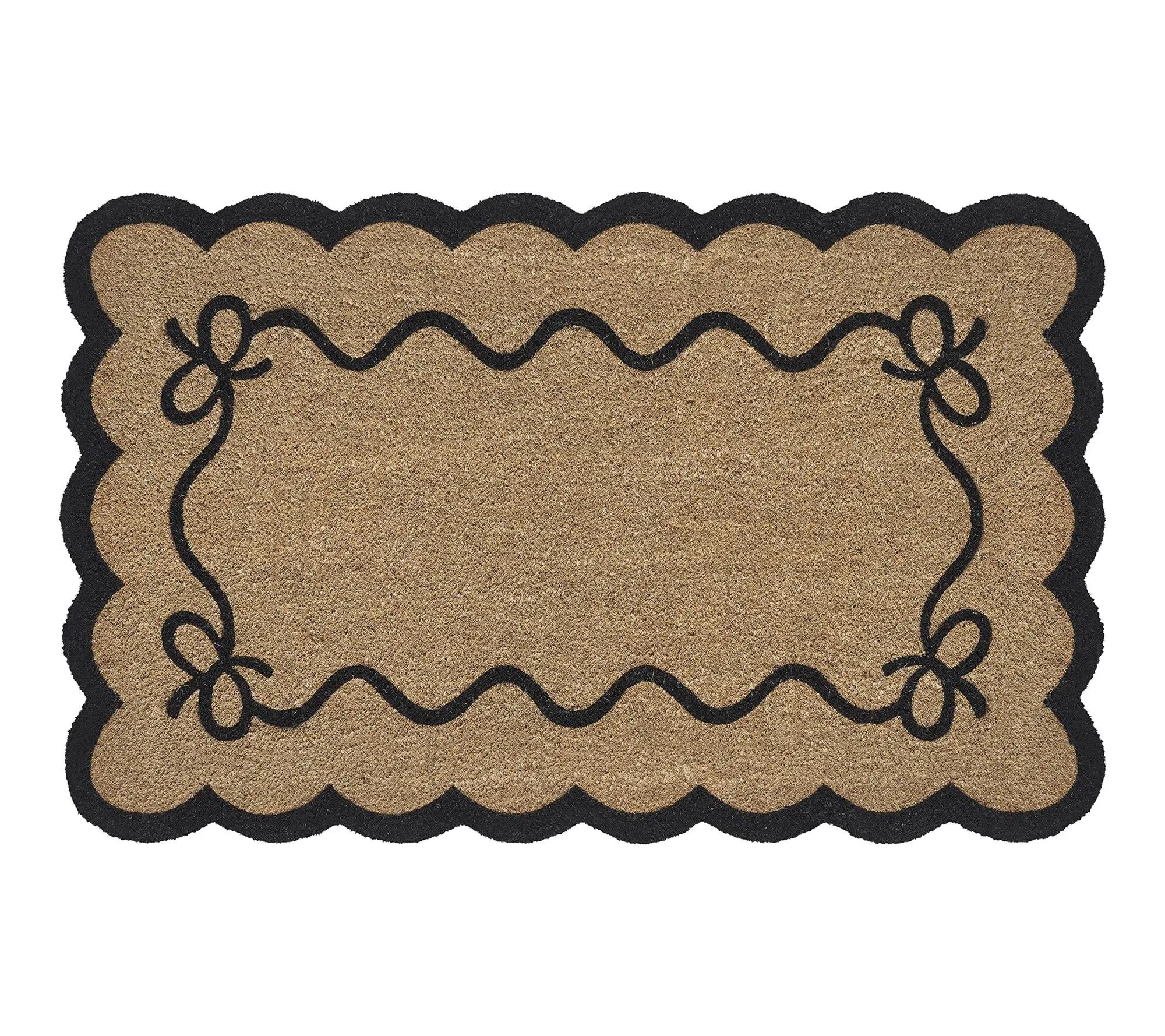 VCNY Home Black Bow Scalloped Edge Coir Doormat, 30" x 48" VCNY Home Black Bow Scalloped Edge Coir Doormat, 30" x 48"