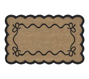 VCNY Home Black Bow Scalloped Edge Coir Doormat, 30" x 48"