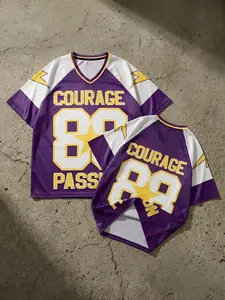 "Vintage Courage Passion 88 Star Graphic Jersey | Men's Purple Oversized Streetwear Mesh T-Shirt | Retro 90s Hip Hop Sports Tee | Perfect for Y2K, Street Style & Casual Summer Outfits"