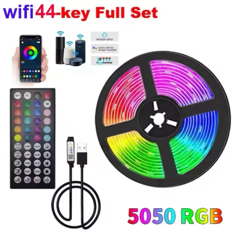 Led Tape 5V 5050 Rgb LED Strip Light for Room TV with 5M Range, 10M Ice String, 5050 RGB Color Options, USB Powered, Wall-Mounted Wall Decor