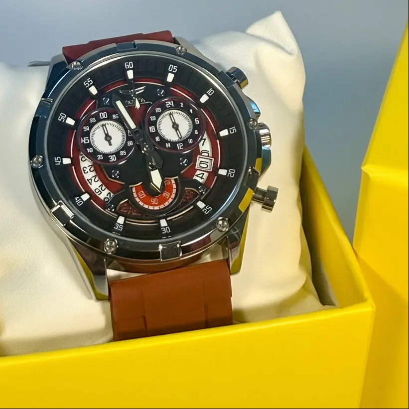 Invicta S1 Rally Men's Sport Chic Motor Racing Watch - Model 69879, 44mm Case, Bold Red Dials, Stainless Steel Construction, Silicone Strap, 100m Water Resistance, Bold Dials