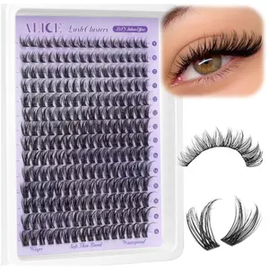 Wispy Lash Clusters Natural Cluster Eyelash Extensions DIY Individual Lashes D Curl Lash Extension Waterproof Cluster Lashes 224pcs 9-16mm Soft Thin Band by ALICE