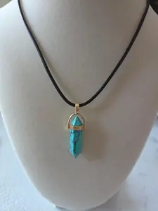 Elegant Turquoise Pendant with Cord for Calming Anxiety & Emotional Balance - Supports Clear Communication & Self-Expression