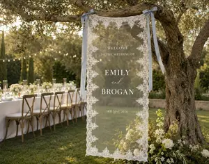 Custom Lace Wedding Welcome Sign, Wedding Ceremony Sign, Modern Wedding Welcome Sign, Wedding Favors, Welcome To Our Wedding Sign|