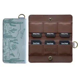 Western Landscape SD Card Holder with 6-Slots | PU Leather, Camera Accessory, Travel Case w/ D-Ring