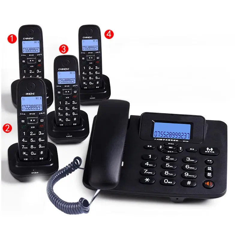 1-Handset Cordless Answering Machine Phone - 2.4 GHz Digital Frequency Hopping, 300m Outdoor Long-Range, Black, High-Efficiency Wireless Transmission, Intuitive Operation, No Additional Fees, Strong Anti-Interference, for Home & Commercial Use
