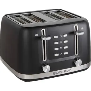 4-Slice Toaster with Extra-Wide Deep Slots, 3 Functions, 7 Shade Settings, Manual Lift Lever, Auto Shut-Off, Removable Crumb Tray, 1500W, Black