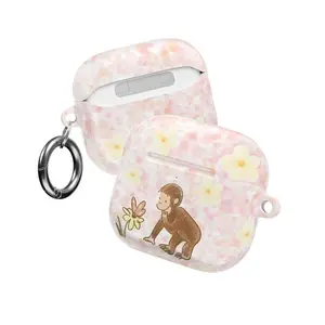 Cute Curious Monkey Pastel Flower AirPods Case – Vintage Aesthetic Style | For AirPods 1 2 3 4 & Pro Gen 2