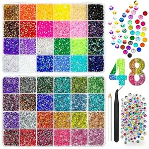 48Color Jelly Rhinestones for Bedazzling and Diamond Art, 3mm Flatback Gems with Tweezers and Gift Tools, Perfect for Nail Art, Crafts, Clothing, Fabric Decor, Bedazzling Kit DIY Craft Supplies phone case