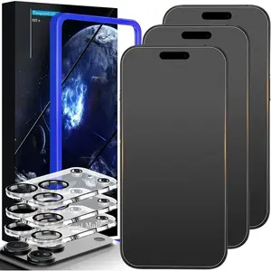(Anti-Blue Light) 3 Pack for iPhone 17 Pro Matte Screen Protector Tempered Glass Film Accessories, Camera Lens Protector, Case Friendly, Install Kit, Anti-Glare & Anti-Fingerprint, 9H+ Protective Protection Cover Smartphone
