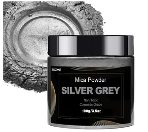 Silver Mica Powder Pigment (100g) -Cosmetic Grade Metallic Mica Powder for Epoxy Resin, Lip Gloss, Soap, Candle Making ,Bath Bombs ,Tumblers